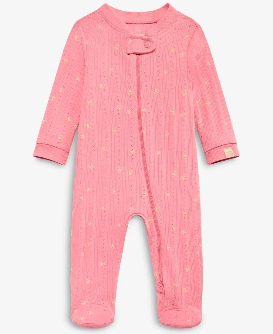 Детский комбинезон Everyday Baby Essentials для девочек из хлопка с ажурным узором и двусторонней молнией First Impressions, розовый