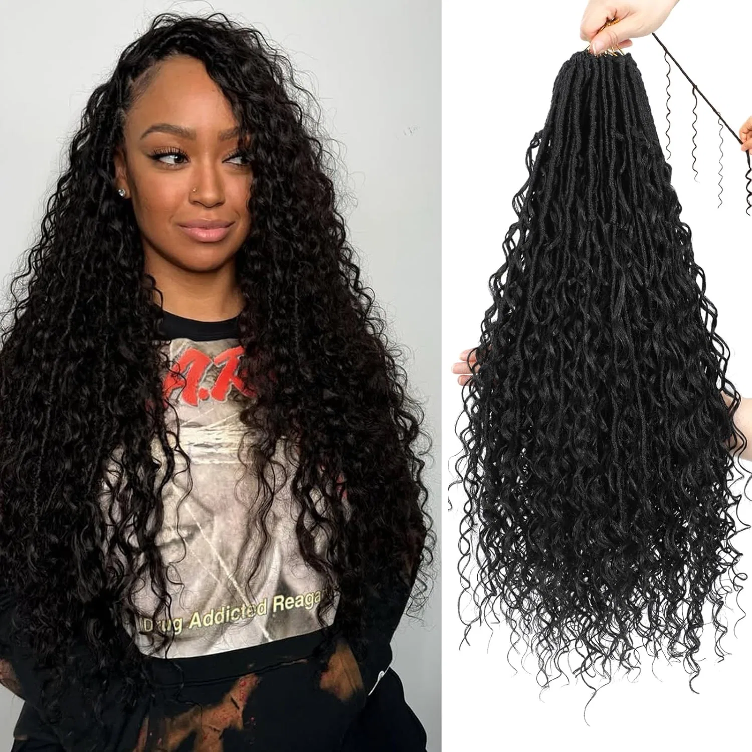 Синтетические волосы для афрокосичек Boho Faux Locs Crochet Hair Xiimenalu, 1B#