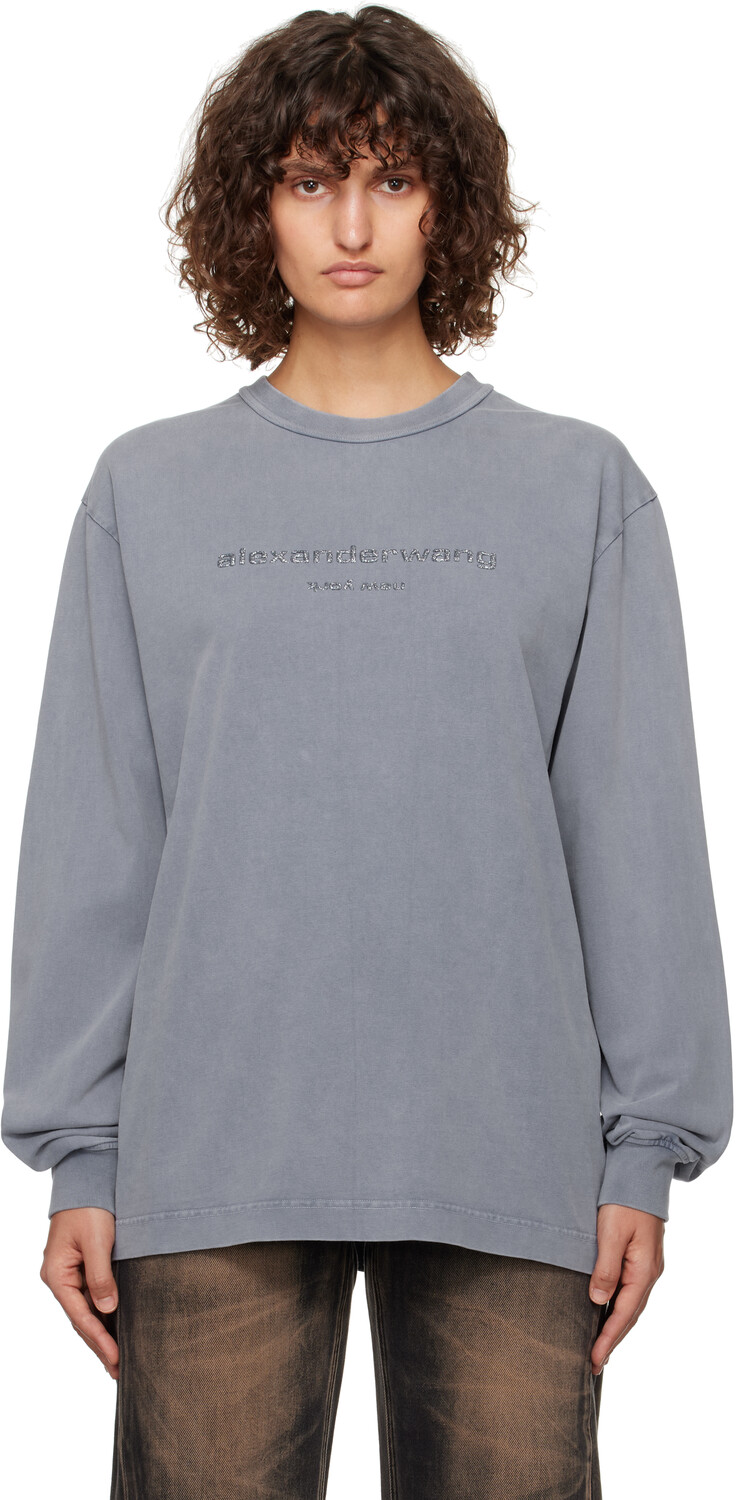 

Футболка с длинными рукавами и блестящим логотипом Puff Alexander Wang