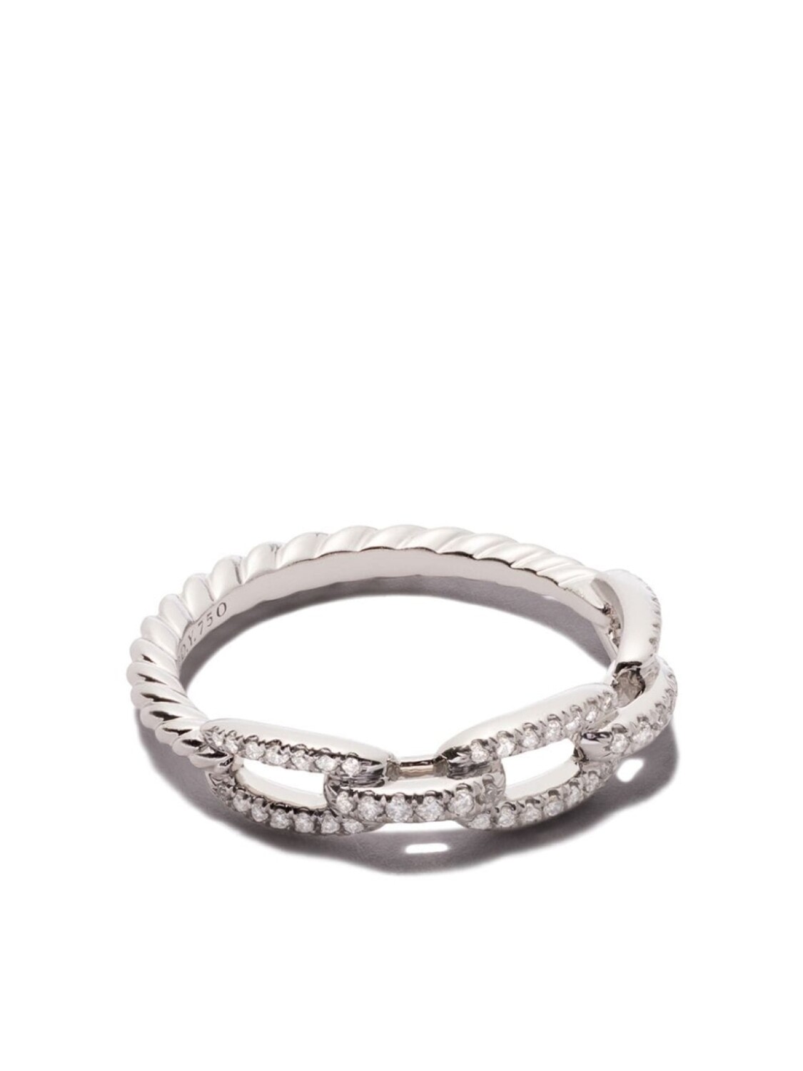 

Кольцо Stax Chain Link из белого золота с бриллиантами David Yurman, серебряный