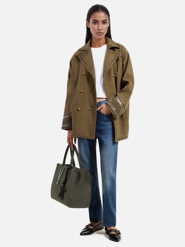 

Украшенная заклепками джинсовая куртка THE KOOPLES, хаки