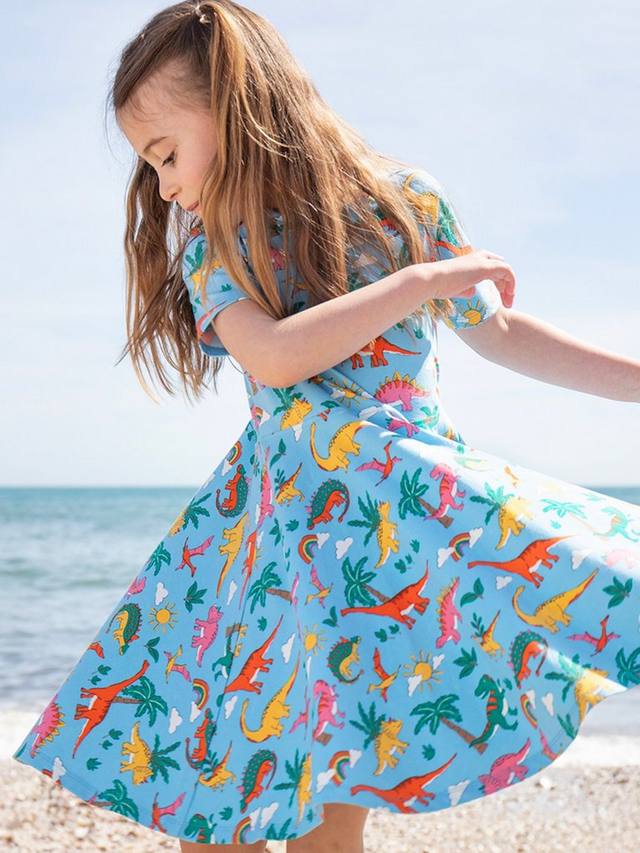 Детское платье-трапеция с динозаврами из органического хлопка Sunshine Frugi, Blue — фото 2