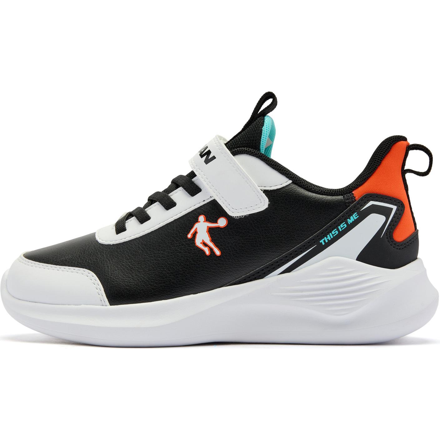 

QIAODAN Антиударные и износостойкие низкие детские кроссовки для бега black orange для подростков