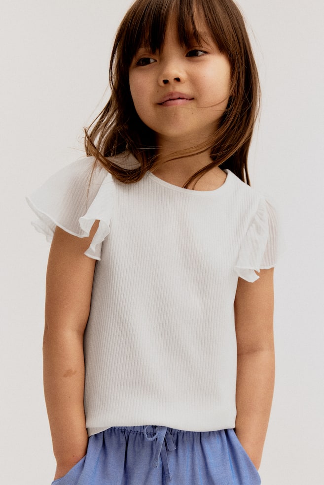 

Рубашка с шифоновыми рукавами H&M, белый