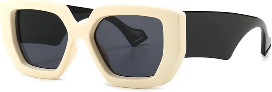 

HYLLE Винтажные солнцезащитные очки большого размера для женщин, квадратная форма, ретро, ​​роскошные большие солнцезащитные очки, модные очки, White/Grey