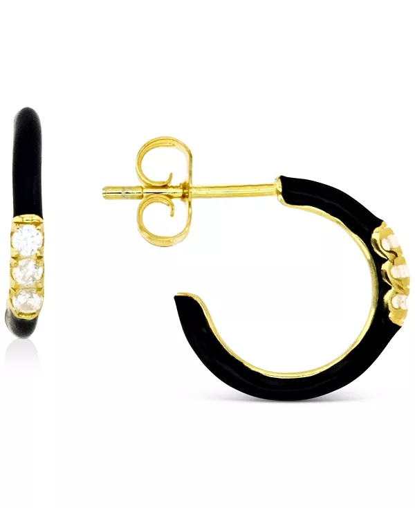 

Маленькие серьги-кольца с кубическим цирконием и эмалью, 0,55 дюйма Macy'S, black/gold