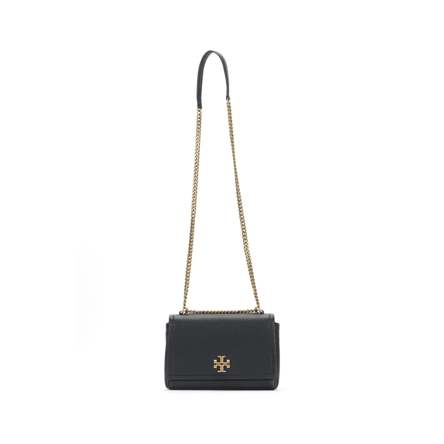 

TORY BURCH Личи зернистая кожаная сумка кроссбоди маленькая женская черная