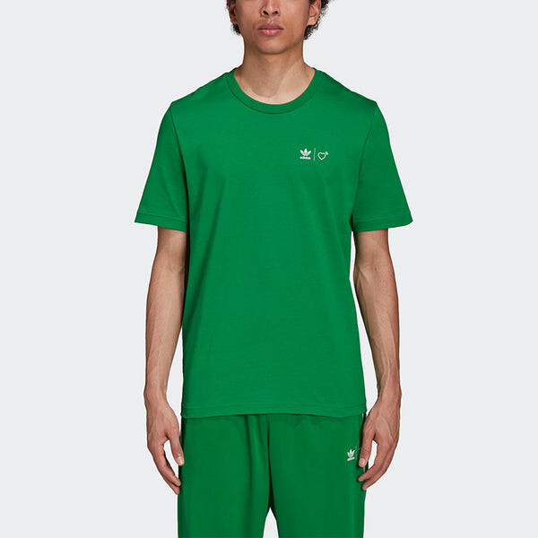 Футболка originals x human made crossover printing pattern casual sports short sleeve green Adidas, зеленый — фото 4