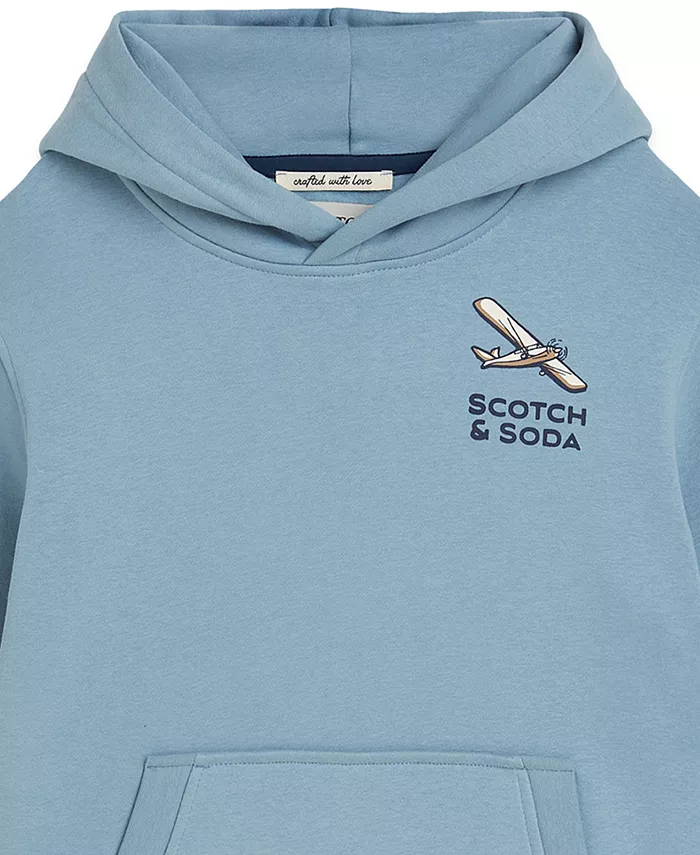 Мальчики 8-16 лет худи со стильным принтом Scotch & Soda, синий — фото 3