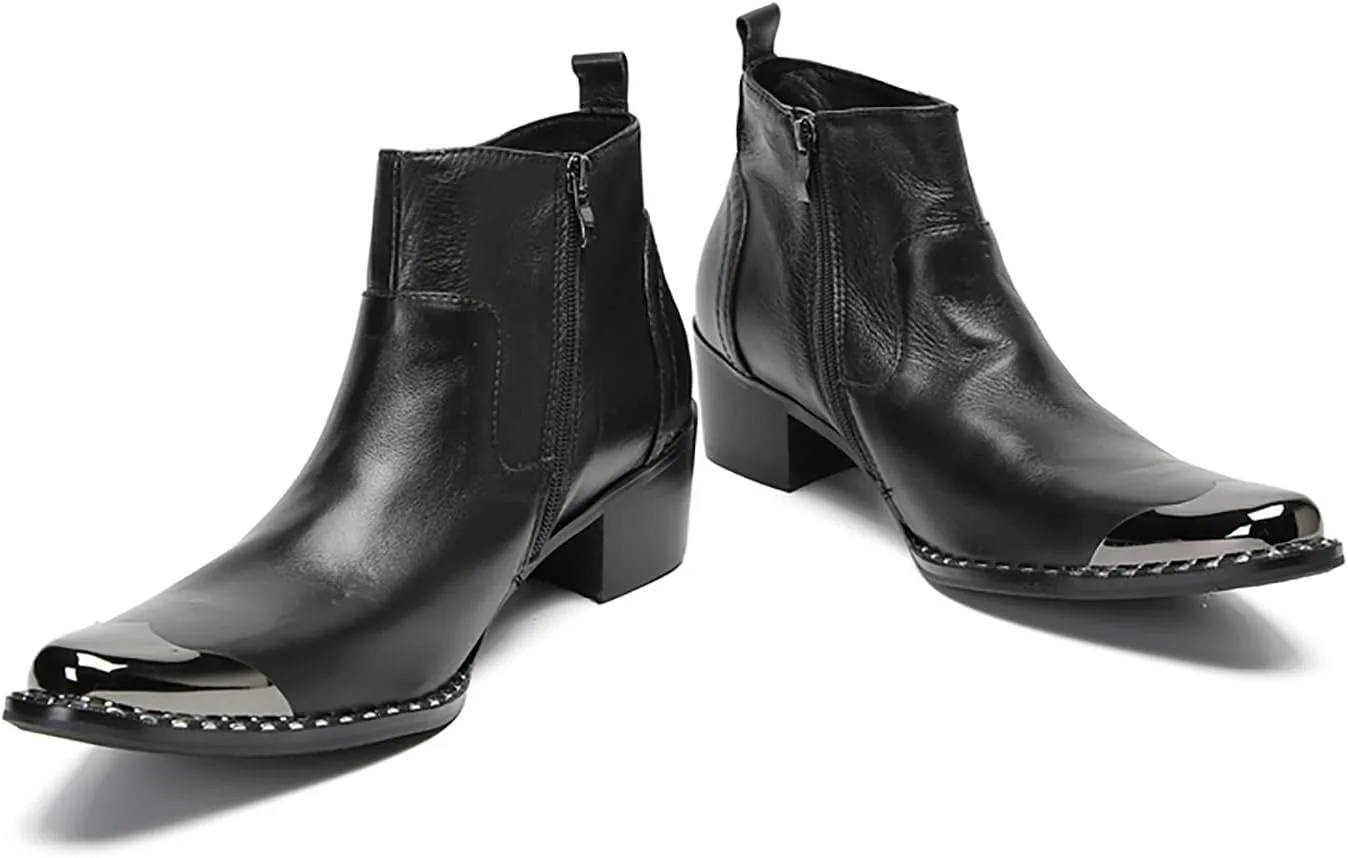 

Ботинки Chelsea мужские, из натуральной кожи, с металлическим носком и молнией, Santimon, черный