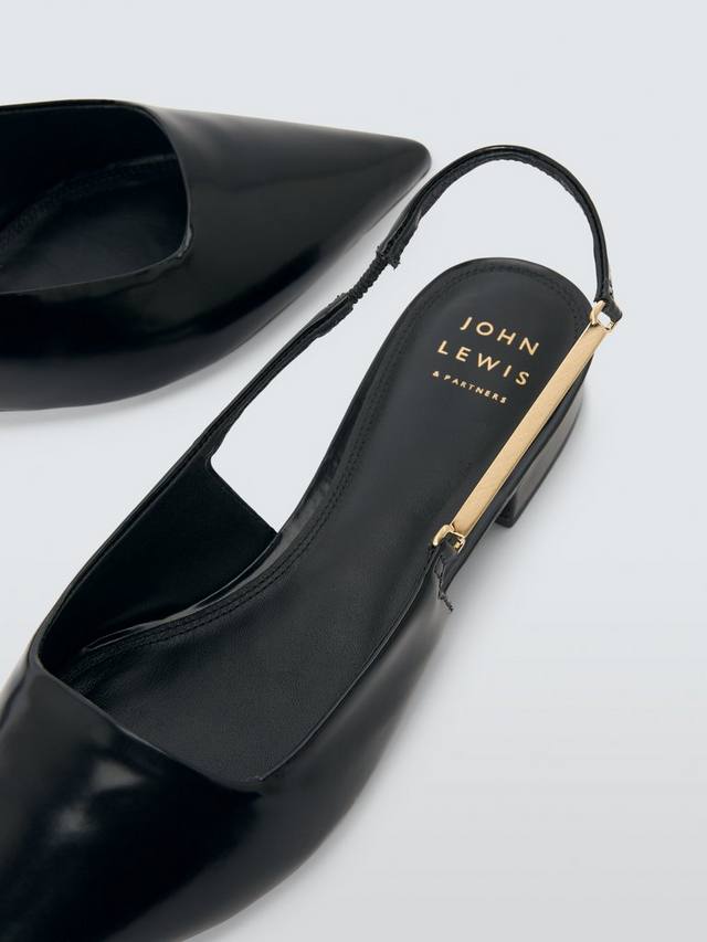 Туфли-лодочки Dakota Leather с острым носком и ремешком на пятке John Lewis, Black — фото 4