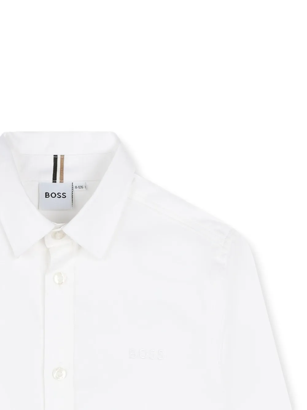 Рубашка с длинными рукавами и вышитым логотипом BOSS Kidswear, белый — фото 3