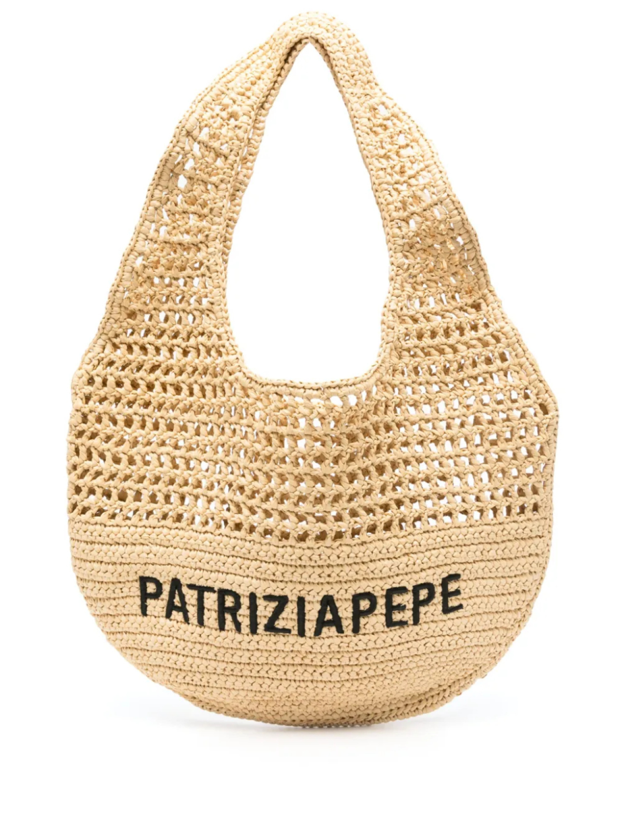 

Тканая сумка на плечо Patrizia Pepe с вышитым логотипом, нейтральный
