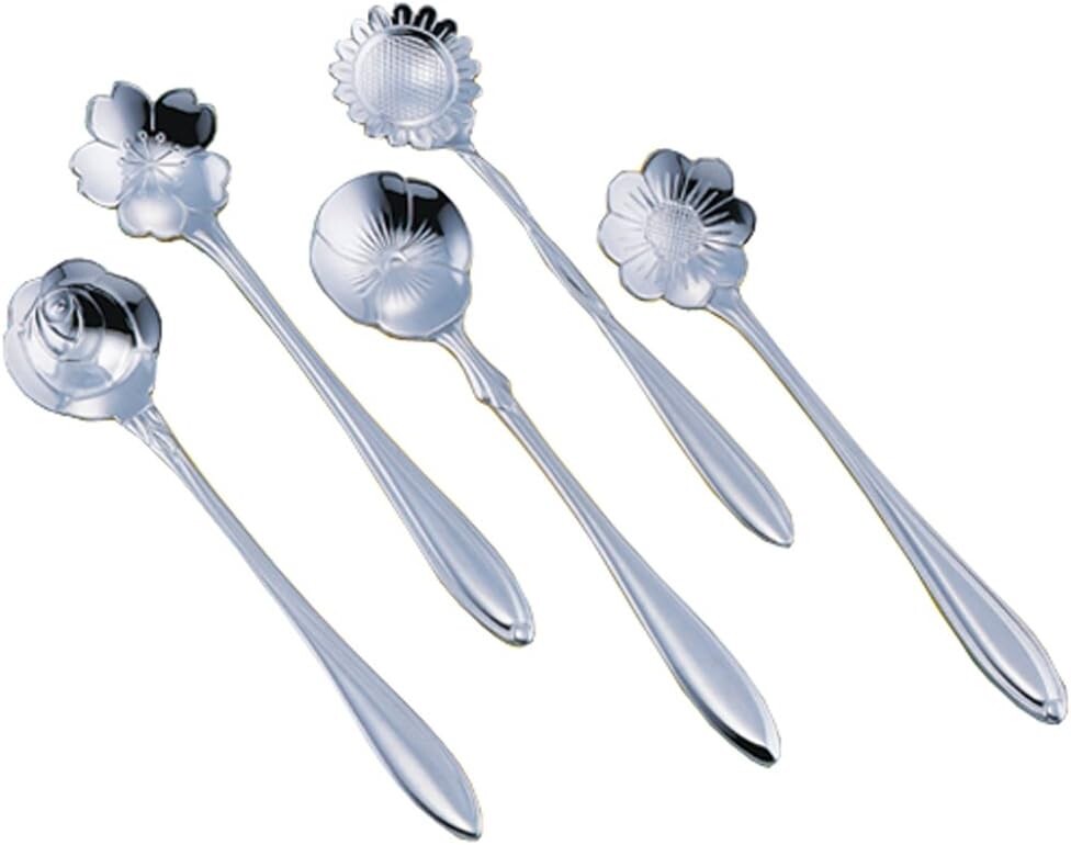 

Shimomura Kihan 35520 Кофейная ложка, цветы, набор из 5 узоров, производство Япония