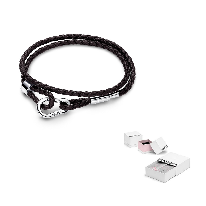 

Pandora Браслет Moments Double Black Leather