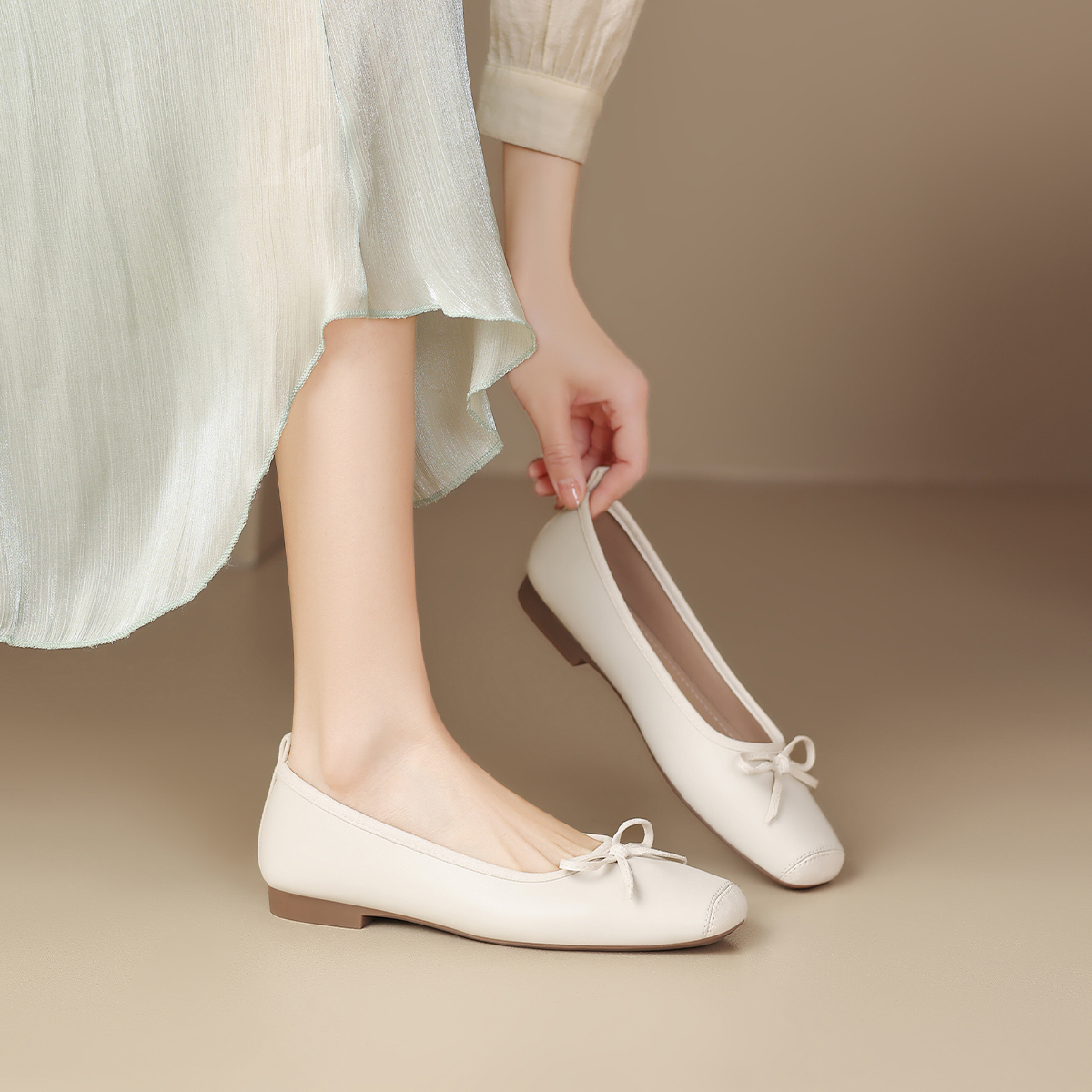 ZHR Женские повседневные туфли-лодочки бежево-черные, цвет Beige Black[Hidden Wedge 2.5cm-AH602M] — фото 4