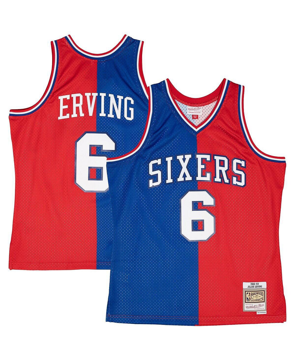 

Мужская майка Julius Erving Royal, Red Philadelphia 76ers Hardwood Classics 1982-83 Split Swingman Mitchell & Ness