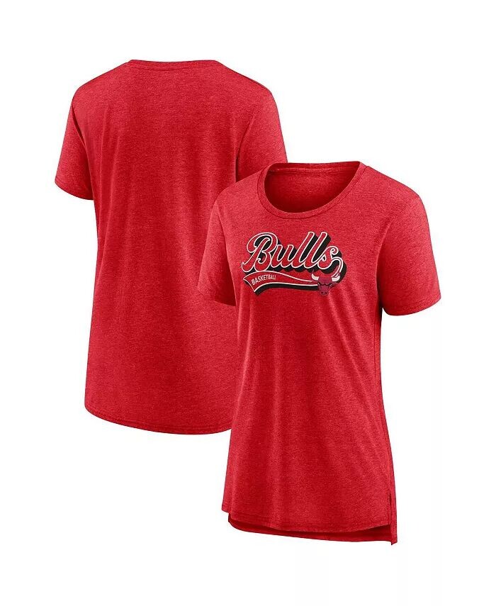 

Женская футболка Heather Red Chicago Bulls League Leader Tri-Blend Fanatics