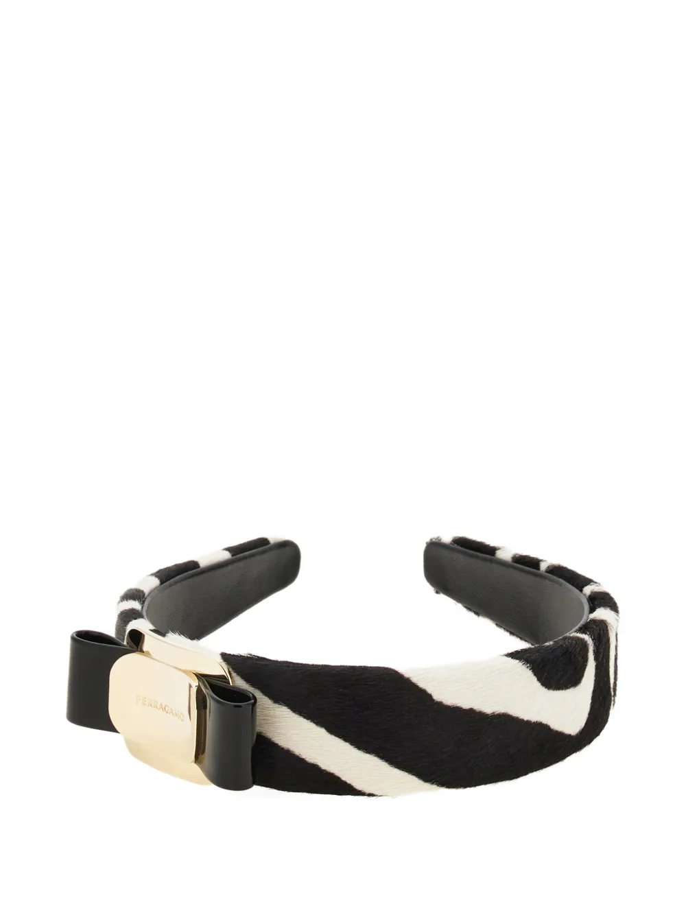 Ободок Vara Bow с зебровым принтом Ferragamo, черный — фото 2