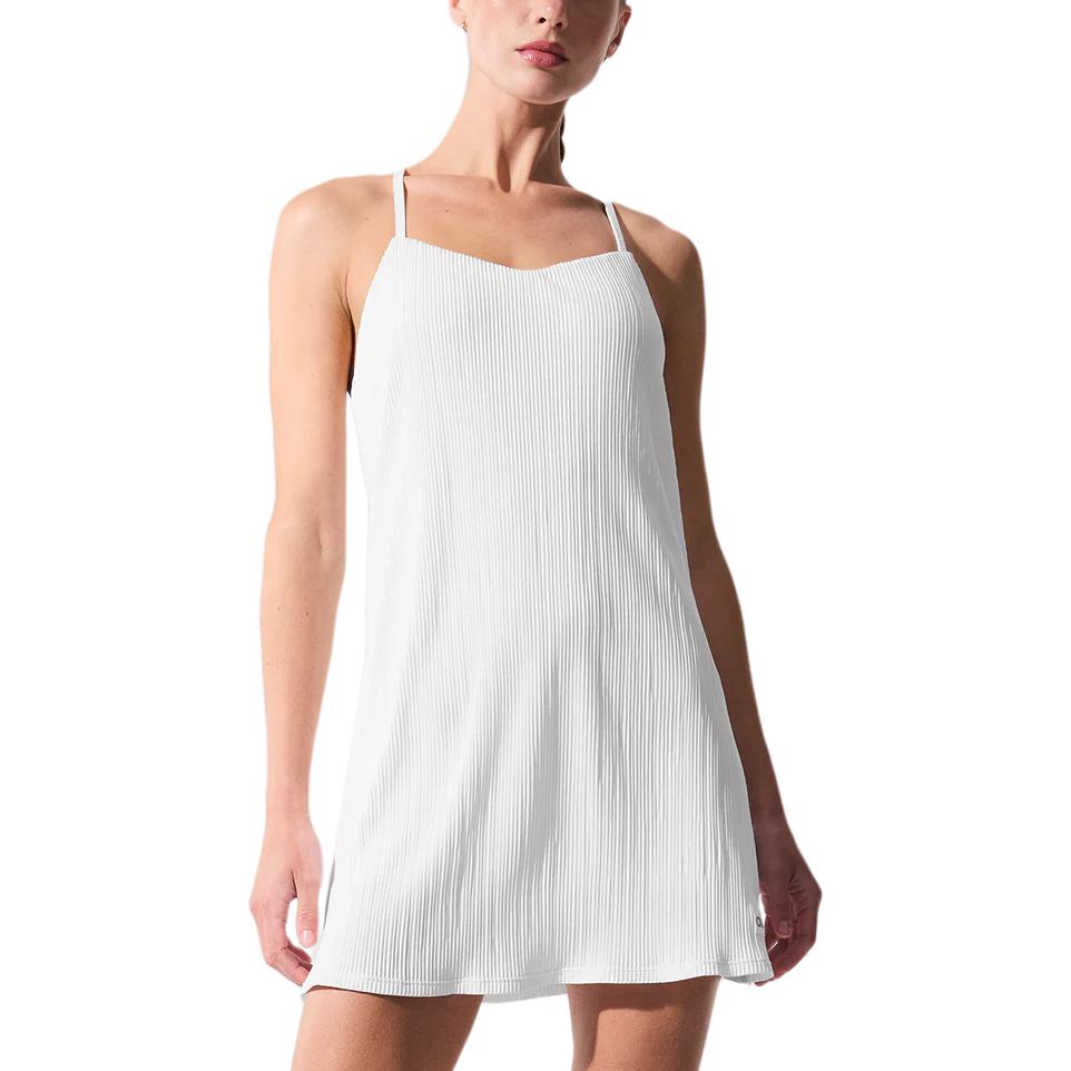 

Микро плиссированное платье-комбинация Game On для женщин Alo Yoga, белый