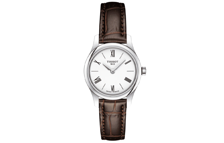 

TISSOT Часы Junya Collection Quartz Movement Women's Watch Watch 25mm White Dial Stainless Steel Case Leather Strap, White Dial