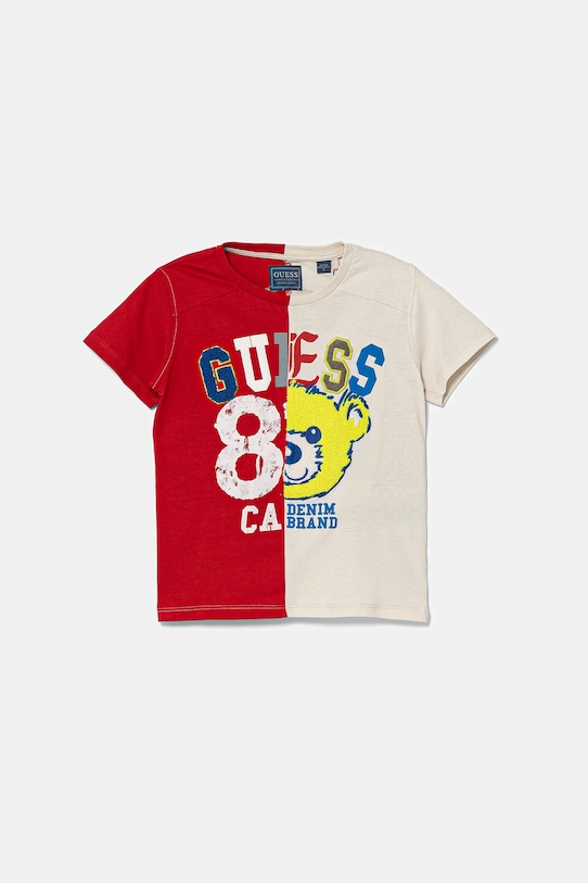 

Детская хлопковая футболка Guess, красный