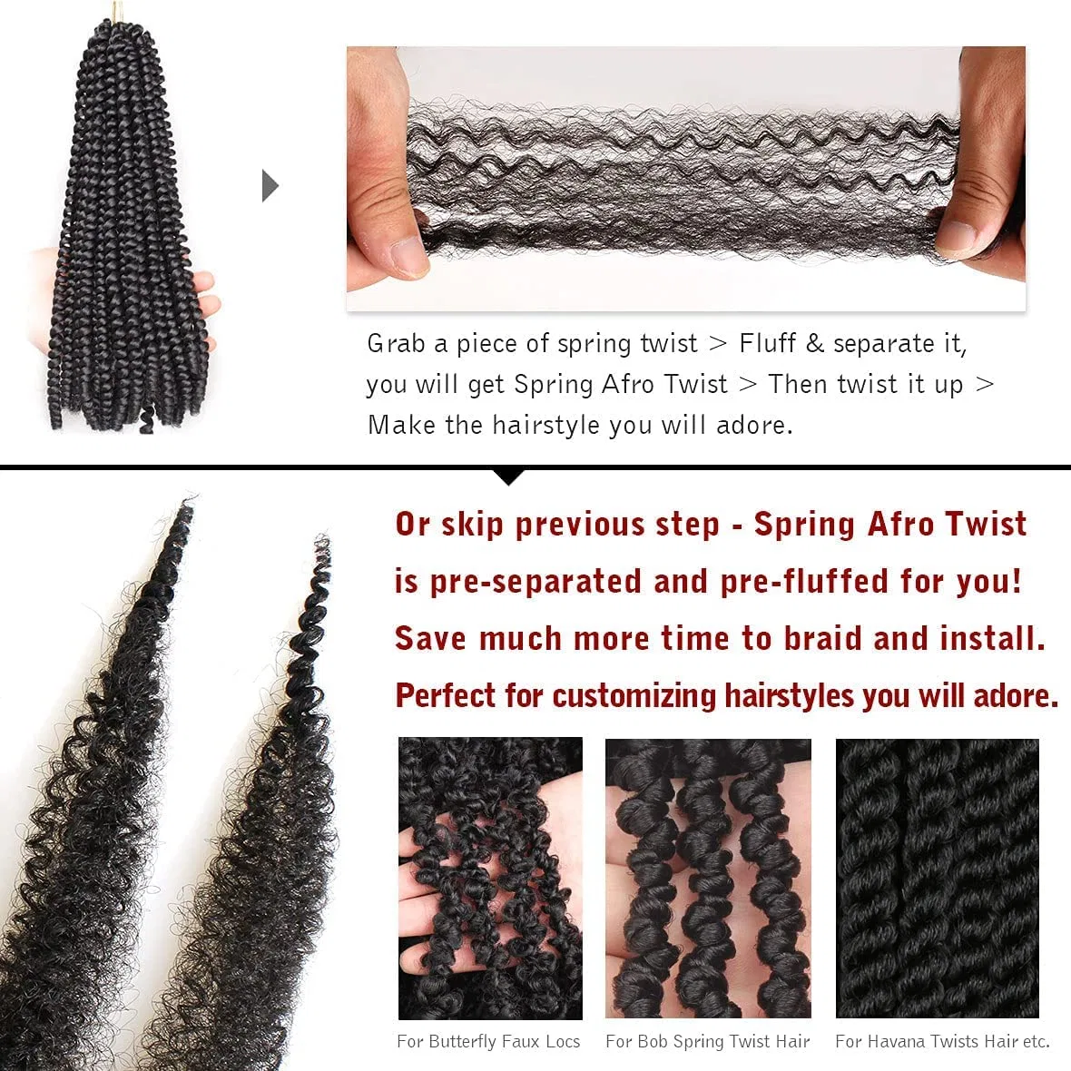 Искусственные волосы для плетения Soft Spring Twist Hair Xtrend, 8 упаковок по 20 дюймов, черные Xtrend, Blacks. — фото 4