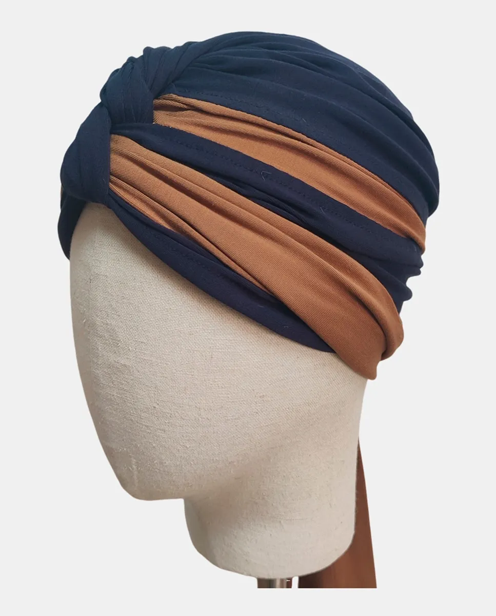 

Онкологический тюрбан KENYA с двойным узлом спереди, 100% бамбук Belleturban, песочный