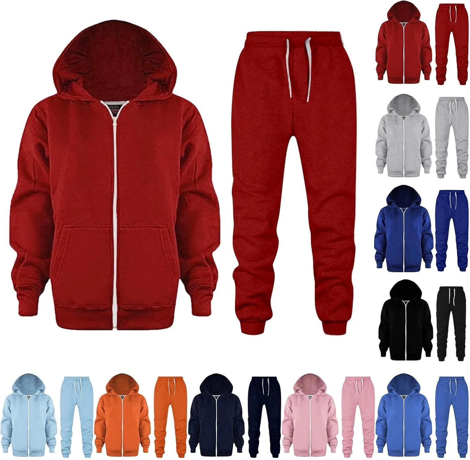 Детский спортивный костюм с капюшоном, Generic, 2 предмета, Red