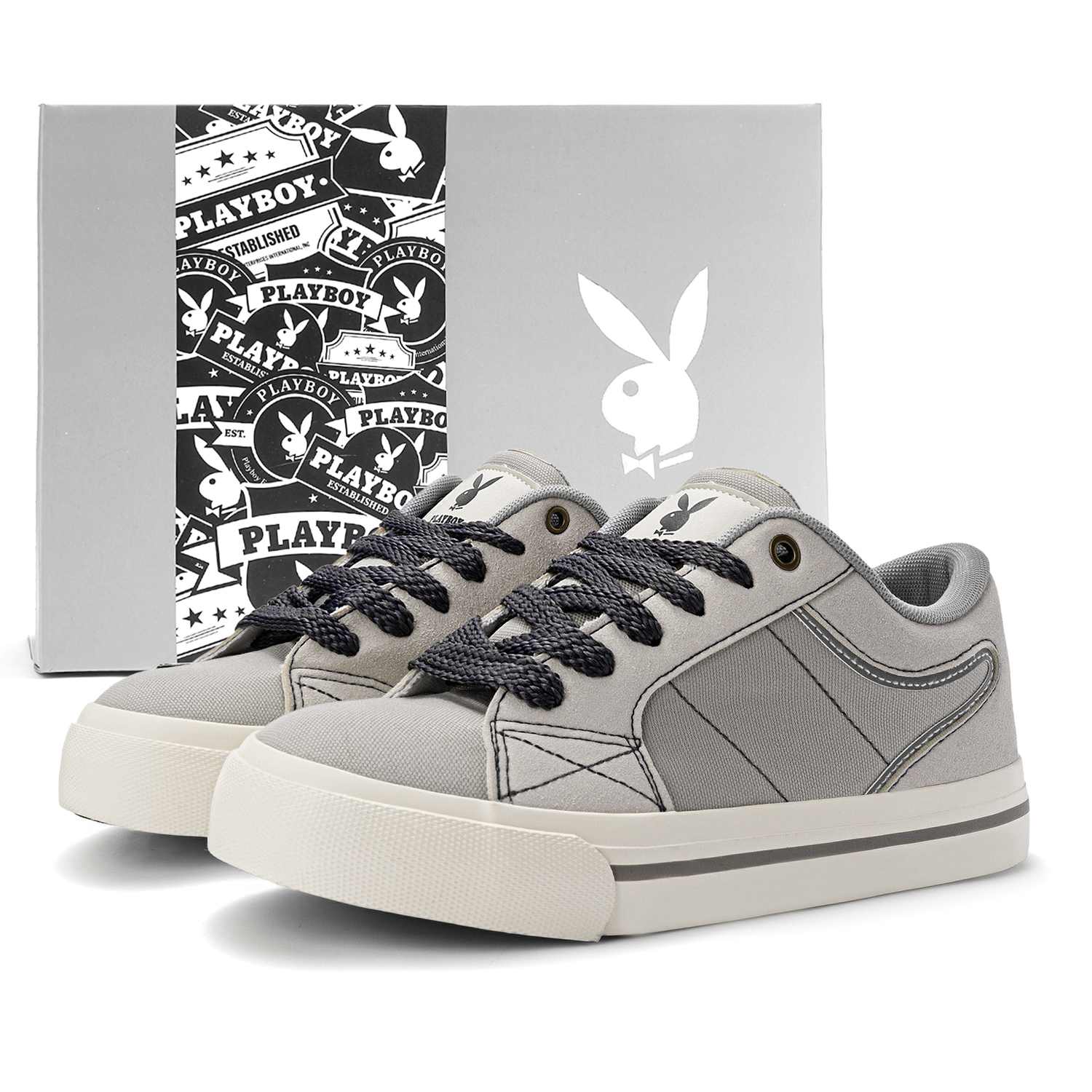 

Playboy Мужские низкие кеды из холста серые, цвет Gray