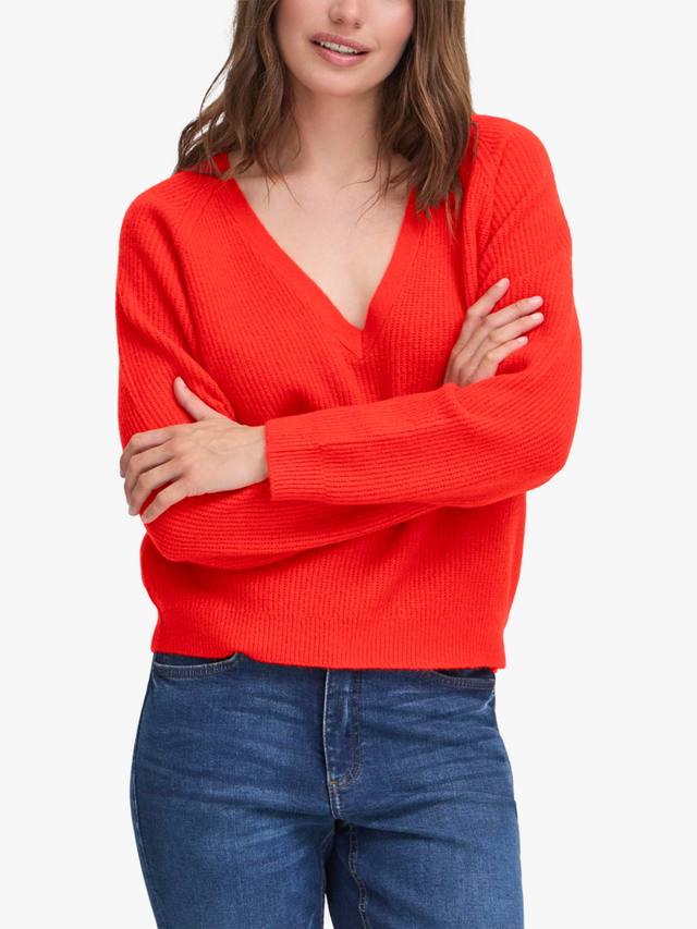 

Dasila вязаный джемпер с длинными рукавами и V-образным вырезом ICHI, Fiery Red