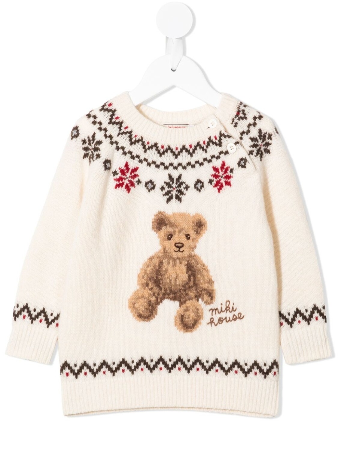 

Джемпер Teddy Bear вязки интарсия Miki House, нейтральный цвет