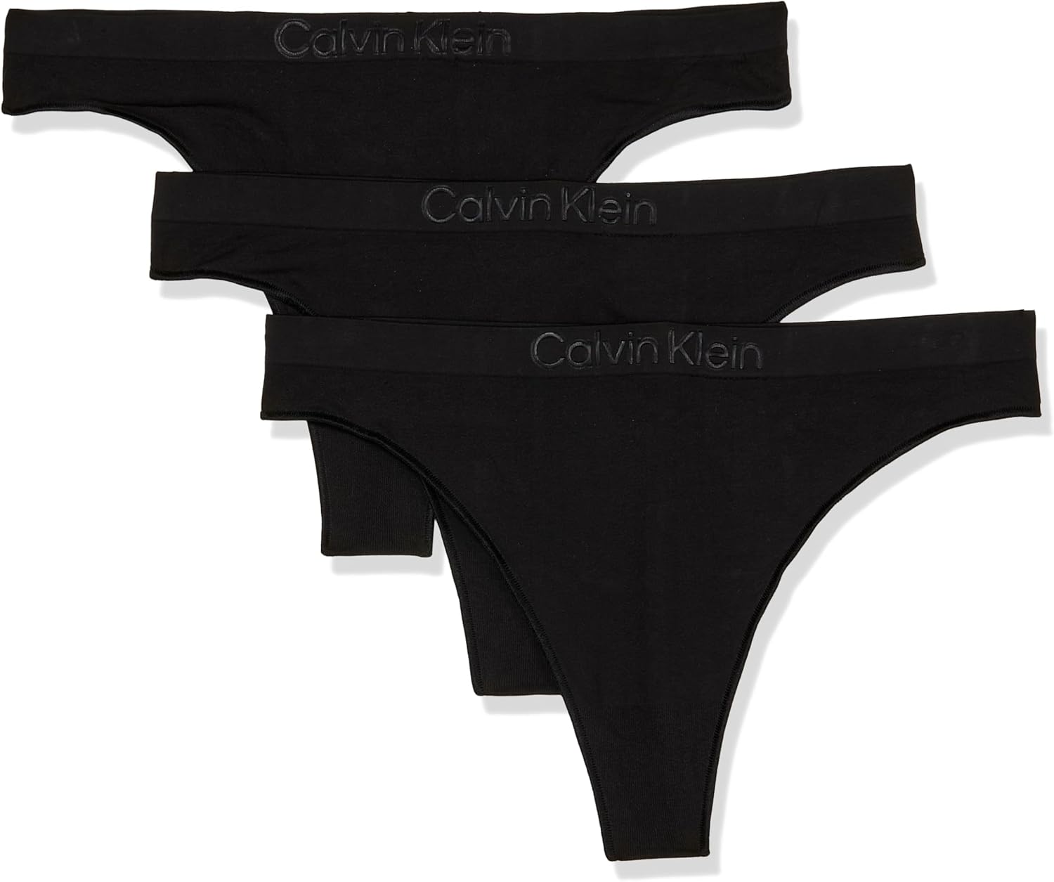 

Женские бесшовные трусики-стринги Calvin Klein Bonded Flex, комплект из 3 шт., средняя посадка, Black/ Black/ Black