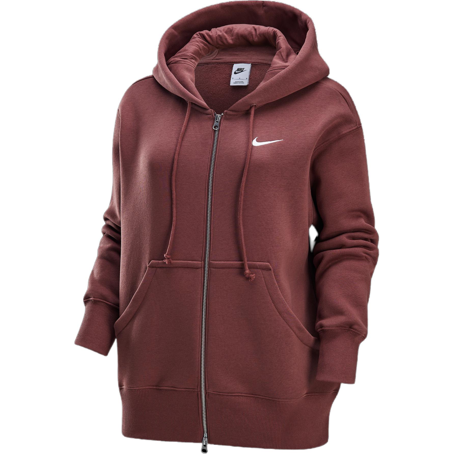 Спортивный кофта Nike Phoenix FleeceSwoosh Женская Красно-коричневый/Бежево-белый — фото 2