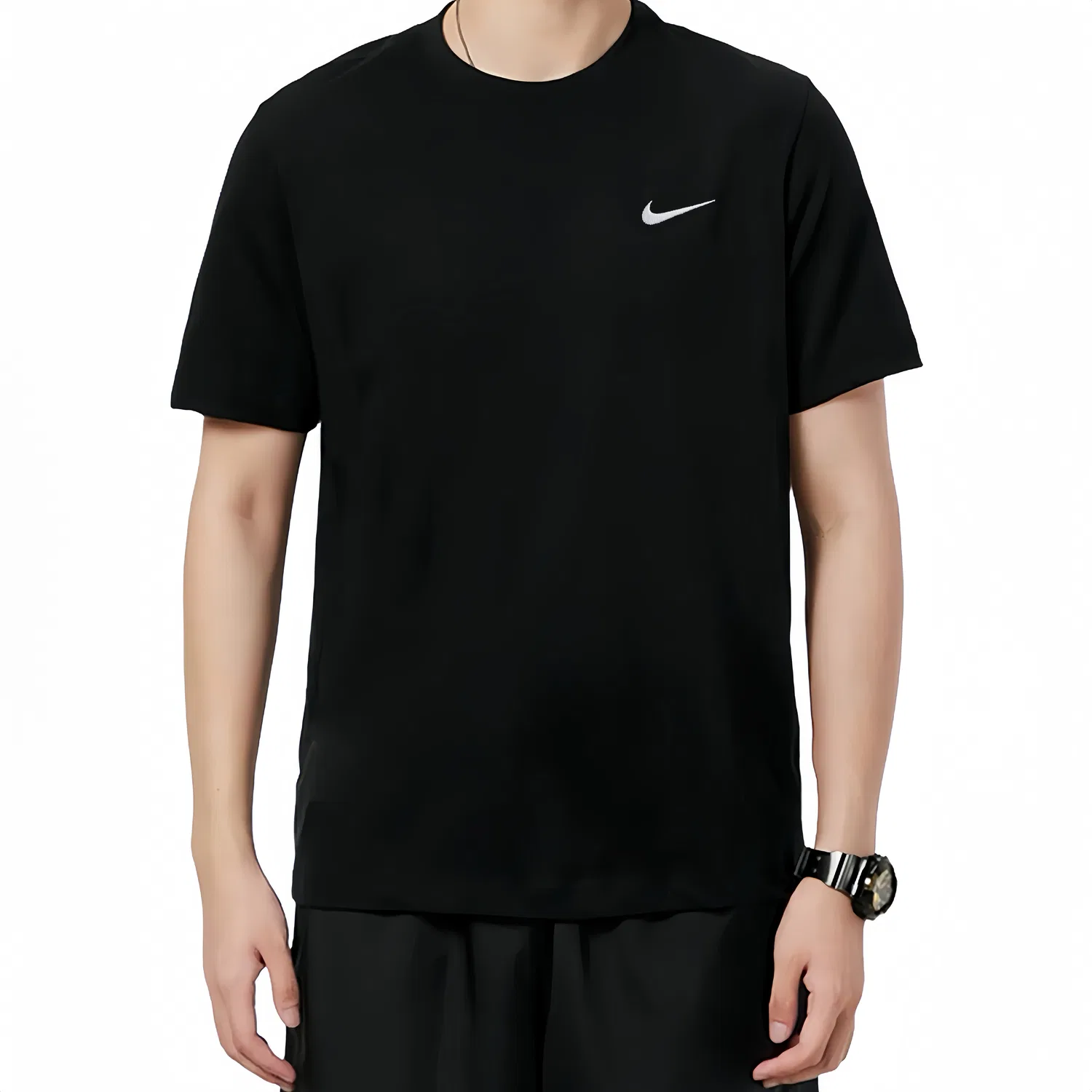 Футболка хлопковая прямая Nike Sportswear черная — фото 4