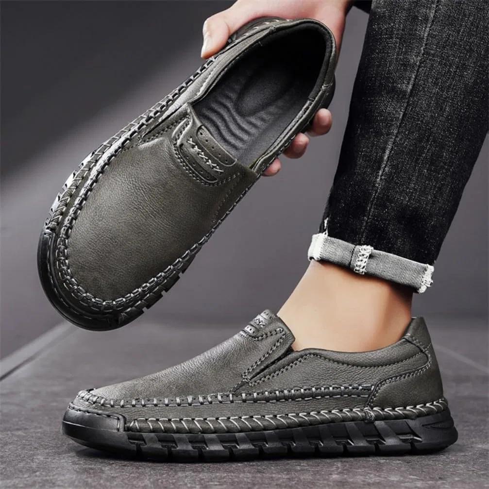 Лоферы кожаные Mens Loafers, серый Adornosbt — фото 2