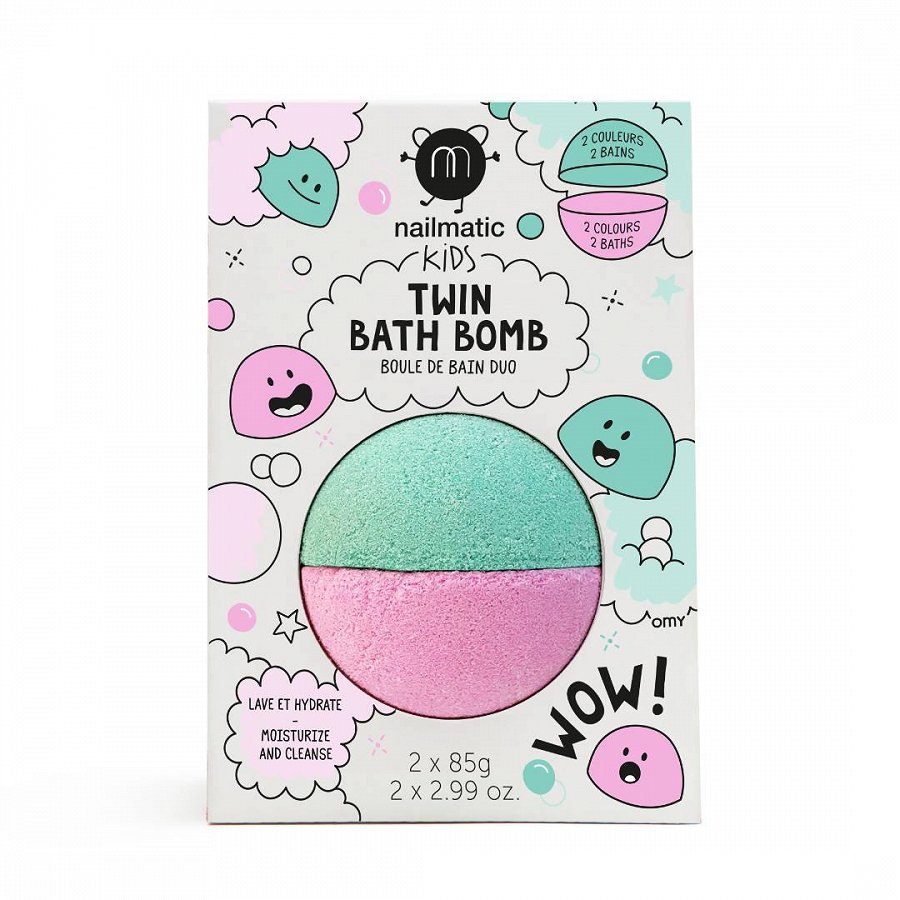 

Пена для ванны для детей twin bath bomb green & pink Nailmatic Kids, вес 2 x 85 гр.