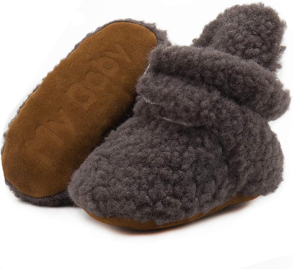 

Ohsofy Новые детские хлопковые пинетки, держатся на ножках, зимние теплые мягкие обувь, нескользящие ботиночки для малышей, тапочки для кроватки, 1-Ygrey/