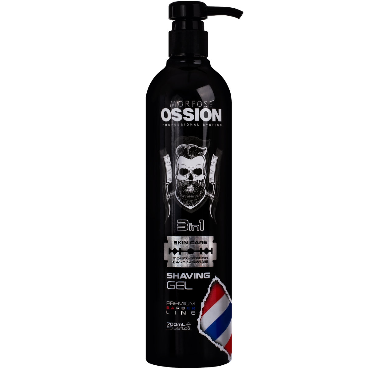 

Morfose Ossion, Нежный гель для бритья Premium Barber для мужчин 3в1 700 мл для чувствительной кожи, склонной к раздражению