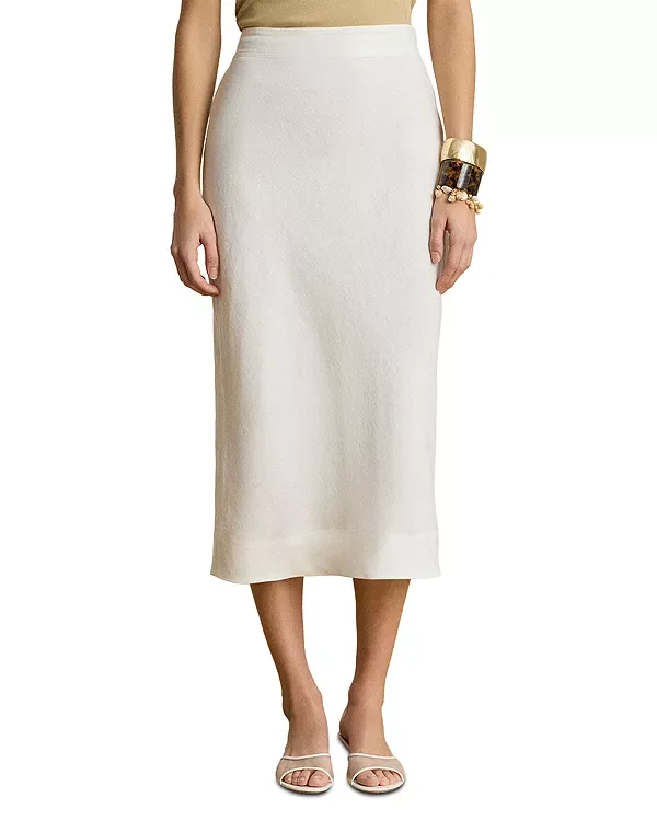 Льняная юбка-карандаш миди Ralph Lauren, White