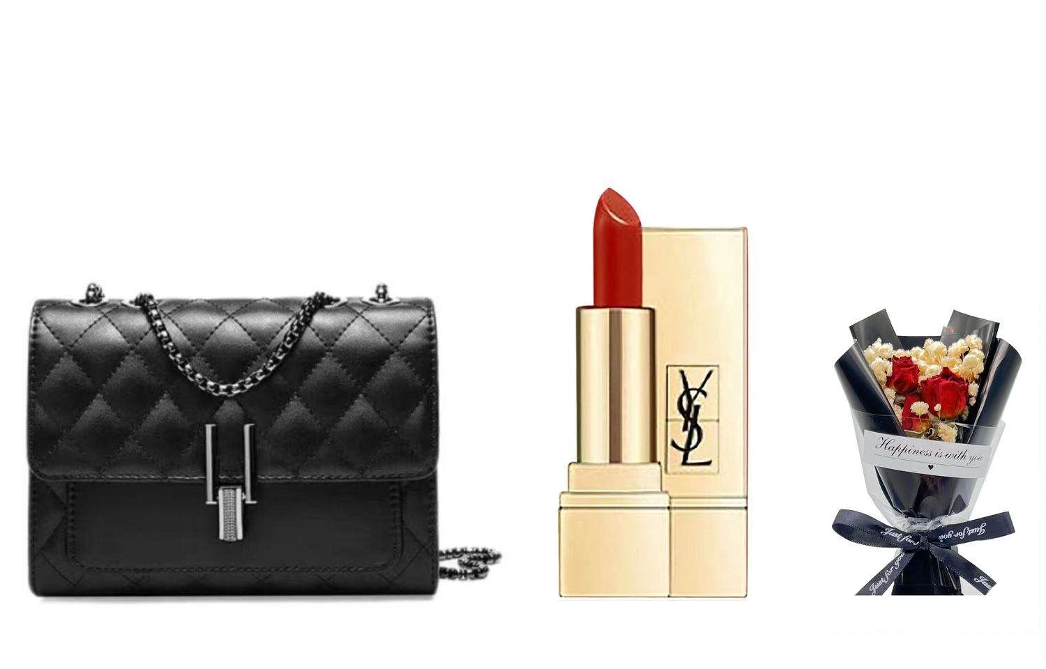 Подарочный набор: помада Yves Saint Laurent Rouge Pur Couture NM + сумка + букет — фото 2