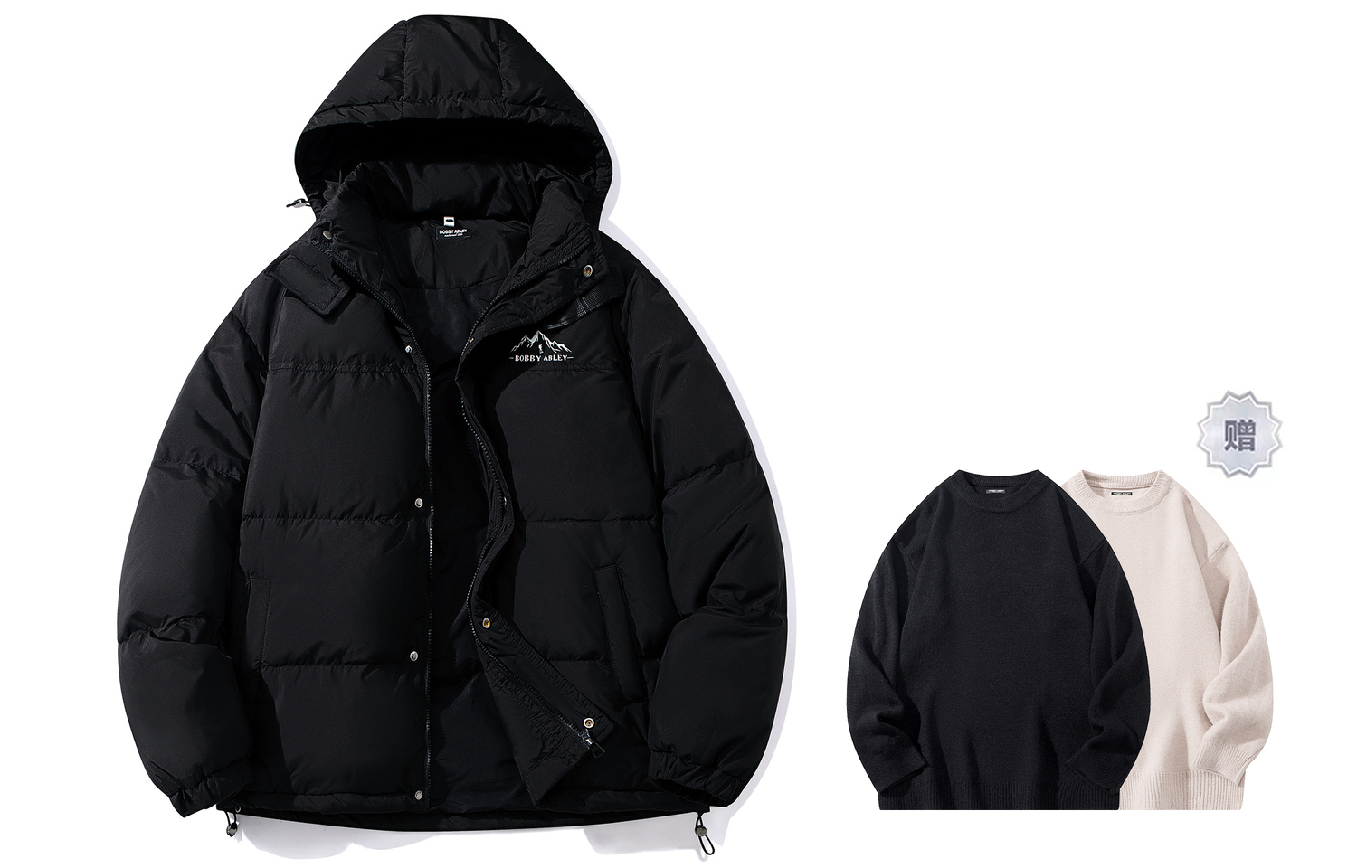 

BOBBY ABLEY Унисекс пуховик, Black (Comes with Sweater)