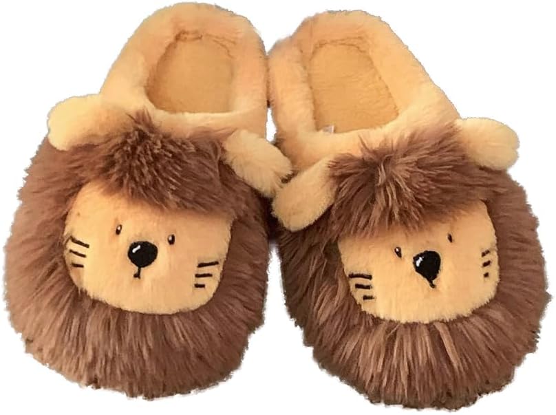 

Милые пушистые тапочки-львы для женщин и мужчин с теплой флисовой подкладкой, объемные зимние тапочки для дома и улицы Yafirgeer, хаки