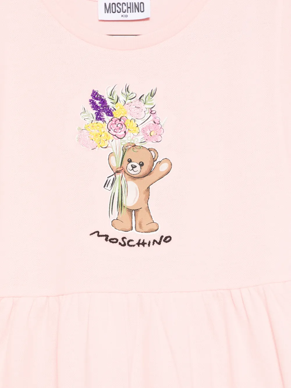 Платье с цветочным принтом Moschino Kids, розовый — фото 3