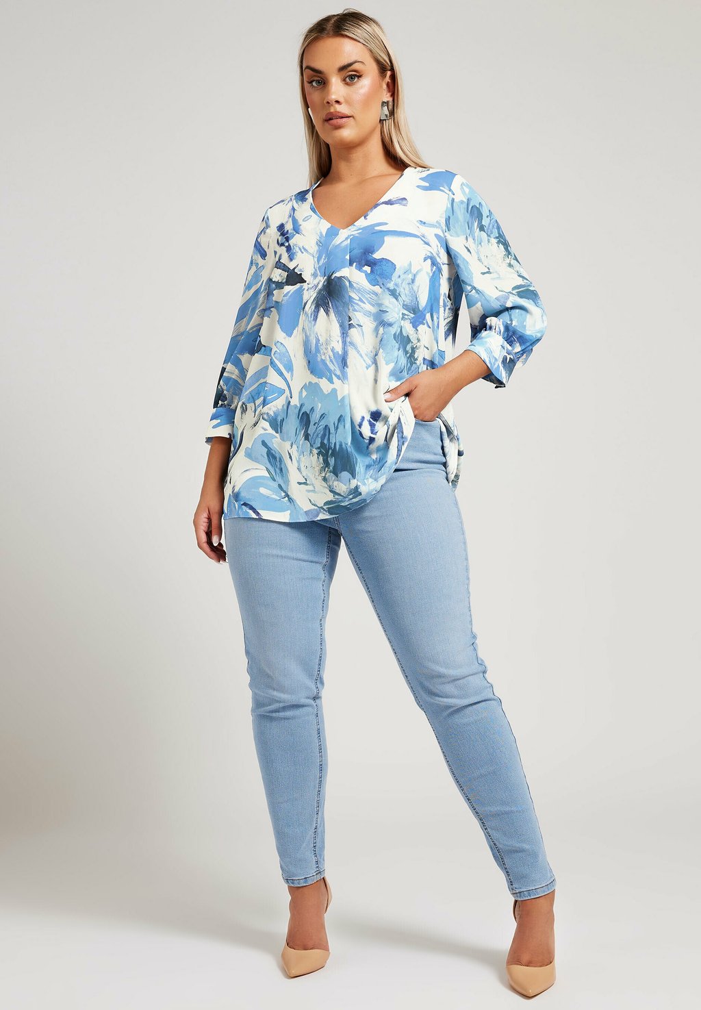 

Блуза ABSTRACT PRINT PLEAT Yours Clothing, кремовый