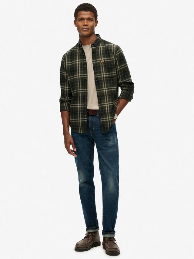 Длинная рубашка из хлопка в стиле лесоруба Superdry, Olive Green — фото 3