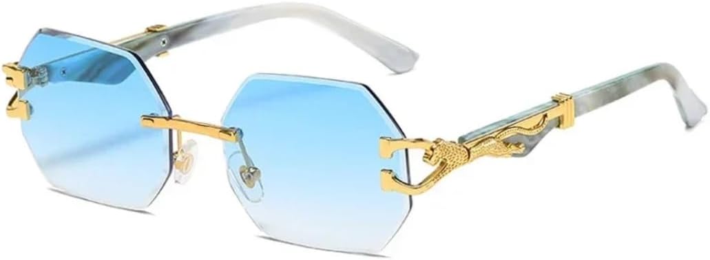 

Солнцезащитные очки с защитой от УФ-излучения UV400 | Без оправы, золотистый леопардовый принт, маленькая оправа | для женщин и мужчин, для занятий спортом на открытом воздухе и вождения DSVIGF, 06