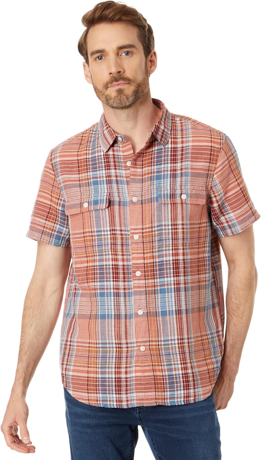 

Рубашка Lucky Brand Linen Plaid Short Sleeve Workwear Shirt, цвет Multi Plaid