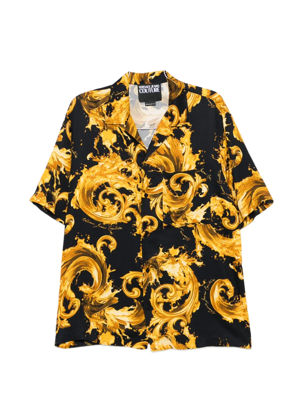 

Рубашка с короткими рукавами и барочным принтом Versace Jeans Couture, золотой