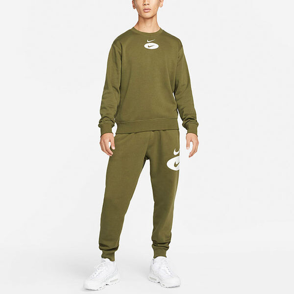 Толстовка Nike League As Sportswear Sl Bb Crew 'Olive Green', зеленый — фото 3